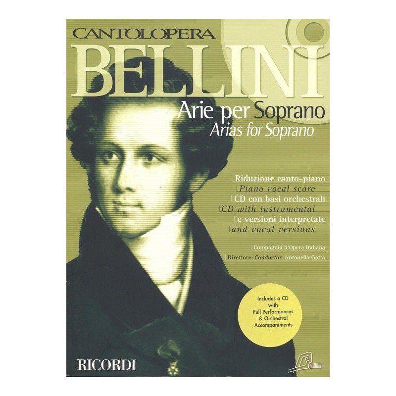 PARTITION ARIE PER SOPRANO BELLINI CANTOLOPERA NR139606 LE KIOSQUE A MUSIQUE