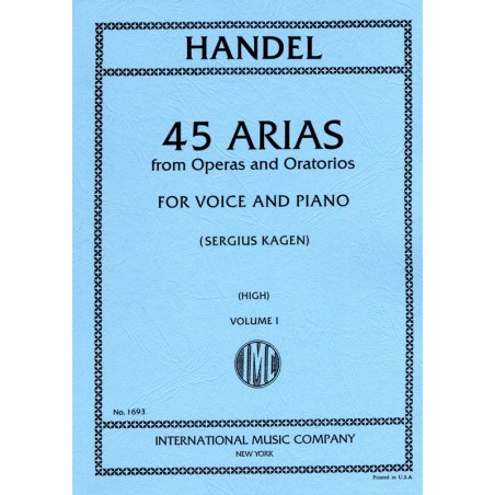 Partition Haendel 45 arias voix élevee IMC1693 Le kiosque à musique avignon