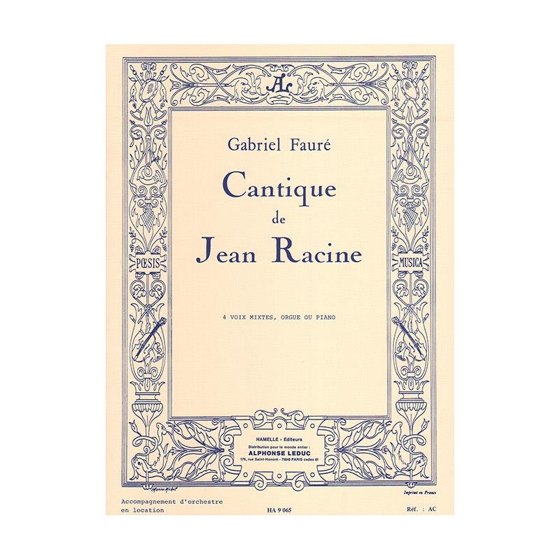 Partition Cantique de Jean Racine HA9065 Le kiosque à musique Avignon