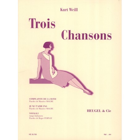 Partition 3 Chansons de Kurt Weill HE33700 Le kiosque à musique Avignon