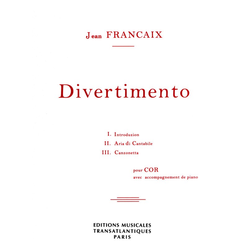 Partition DIvertimento pour cor de Jean Françaix ETR000570 Le kiosque à musique Avignon