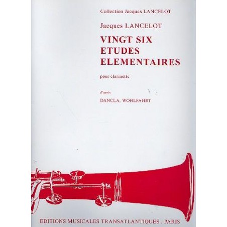 Jacques Lancelot 26 Etudes pour clarinette ETR001000 le kiosque à musique Avignon