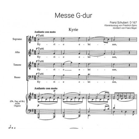 Schubert Messe en sol D167 partition chant