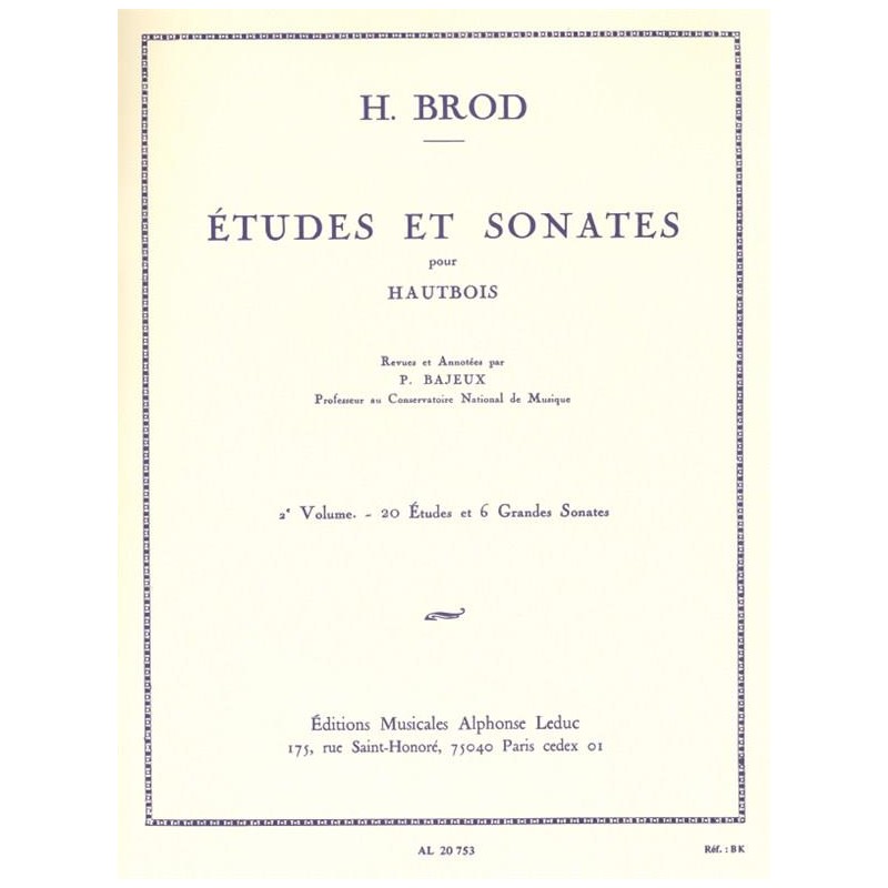 Etudes et sonates de Brod AL20753 Le kiosque à musique Etudes et sonates de Brod AL20753 Le kiosque à musique