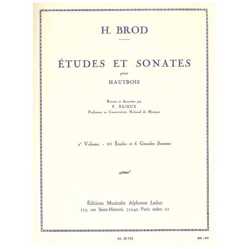 Etudes et sonates de Brod AL20753 Le kiosque à musique