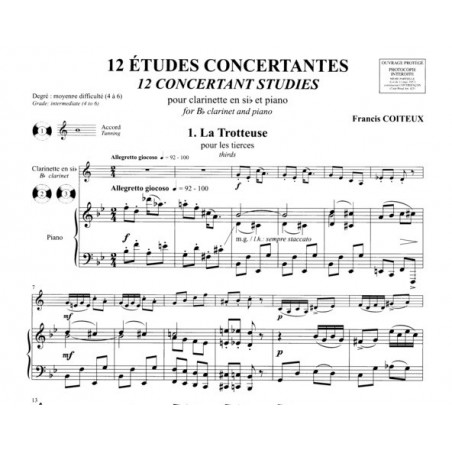 coiteux 12 etudes concertantes partition clarinette