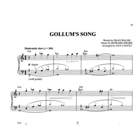 le seigneur des anneaux partition piano