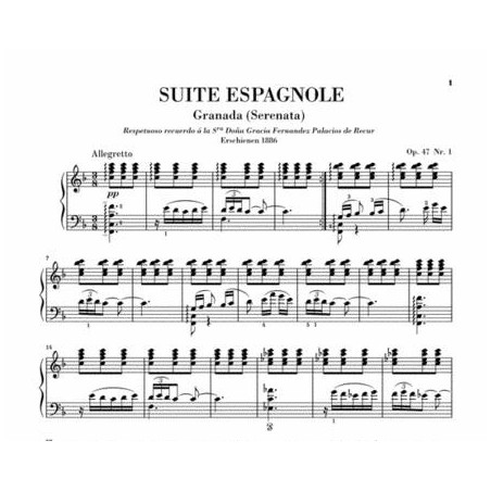 Albeniz Suite Espagnole partition piano
