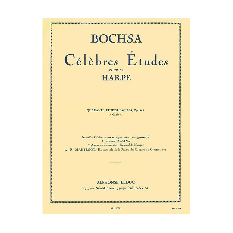 Célèbres Etudes pour Harpe de Bochsa AL20029 Le kiosque à musique Avignon