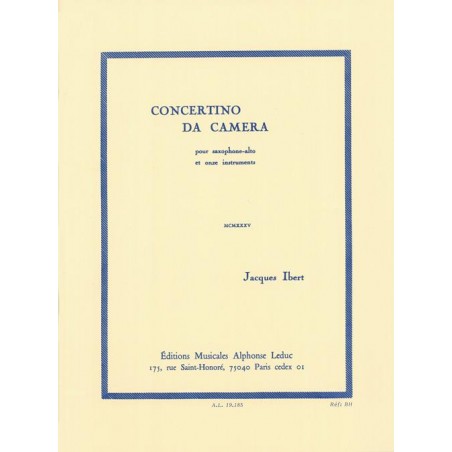 jacques ibert concerto da camera partition saxophone