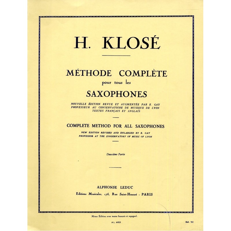 Klosé méthode complète de saxophone partition