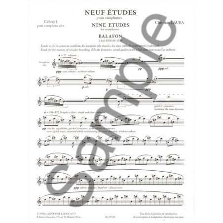 christian lauba 9 etudes saxophone partition
