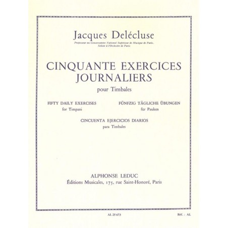 Jacques Delecluse 50 exercices journaliers pour timbale AL25673 le kiosque à musique Avignon