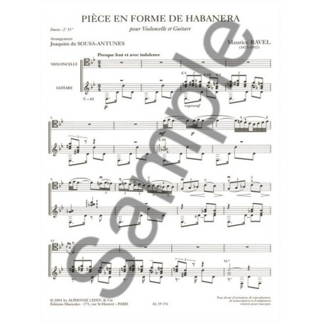Ravel Pièce en forma de habanera