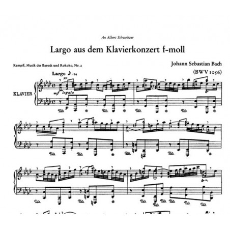 BACH Largo BWV 1056 Arrangement de Kempff partition