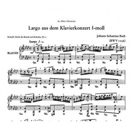 BACH Largo BWV 1056 Arrangement de Kempff partition