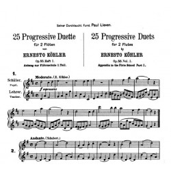 Duos progressifs de Kohler - Partition pour 2 flûtes traversières