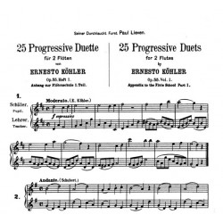 Duos progressifs de Kohler - Partition pour 2 flûtes traversières