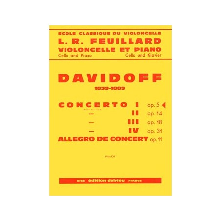 Partition violoncelle Davidoff Concerto n°1 Le kiosque à musique Avignon