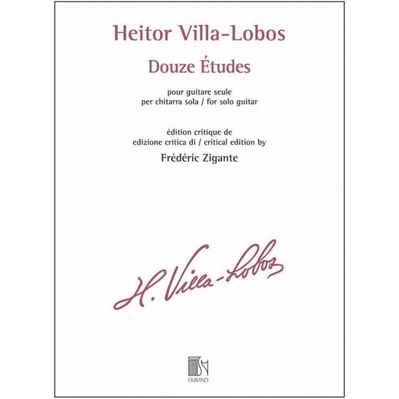 Partition guitare VIlla Lobos 12 Etudes Le kiosque à musique Avignon