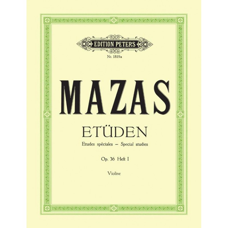Partition violon Etudes spéciales de Mazas - Peters - Kiosque musique Avignon