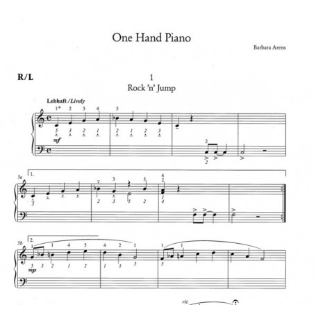 Partition - One Hand Piano - Barbara ARENS - Breitkopf & Härtel - Kiosque Musique Avignon