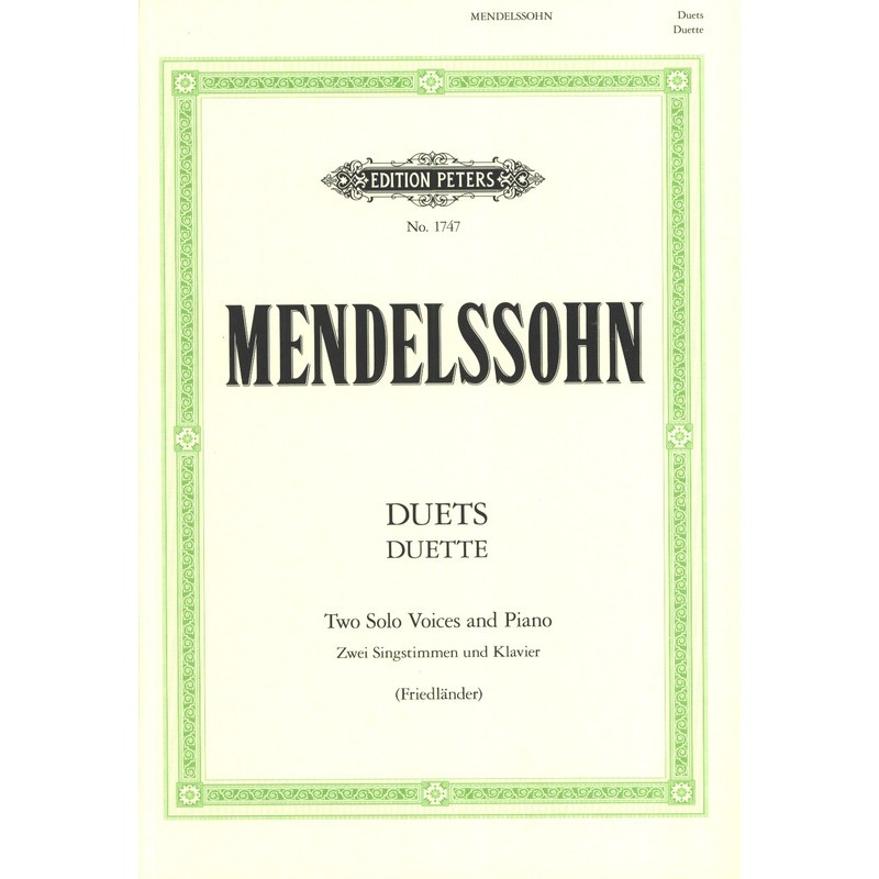 Partition Mendelssohn Duos pour 2 sopranos et piano - Kiosque musique Avignon