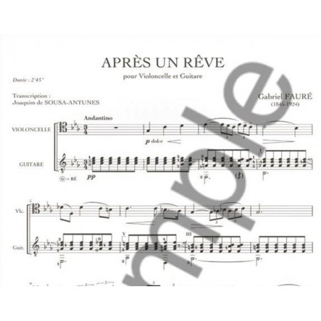 après un rêve partition violoncelle et guitare