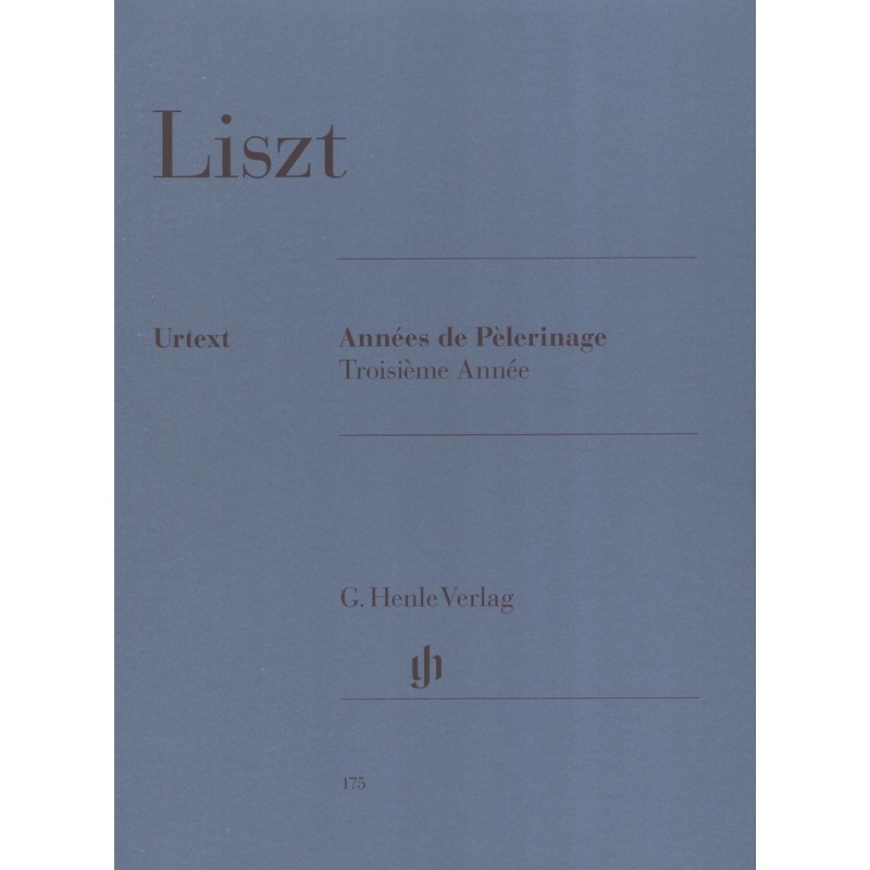 PARTITION LISZT ANNEES DE PELERINAGE - KIOSQUE MUSIQUE AVIGNON