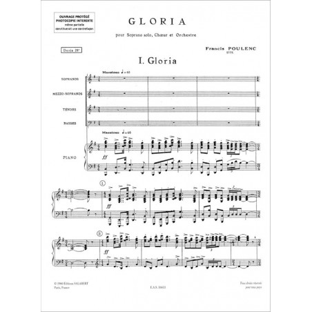 Francis Poulenc Gloria - Partition