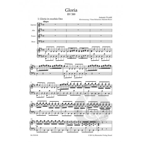 partition gloria de vivaldi