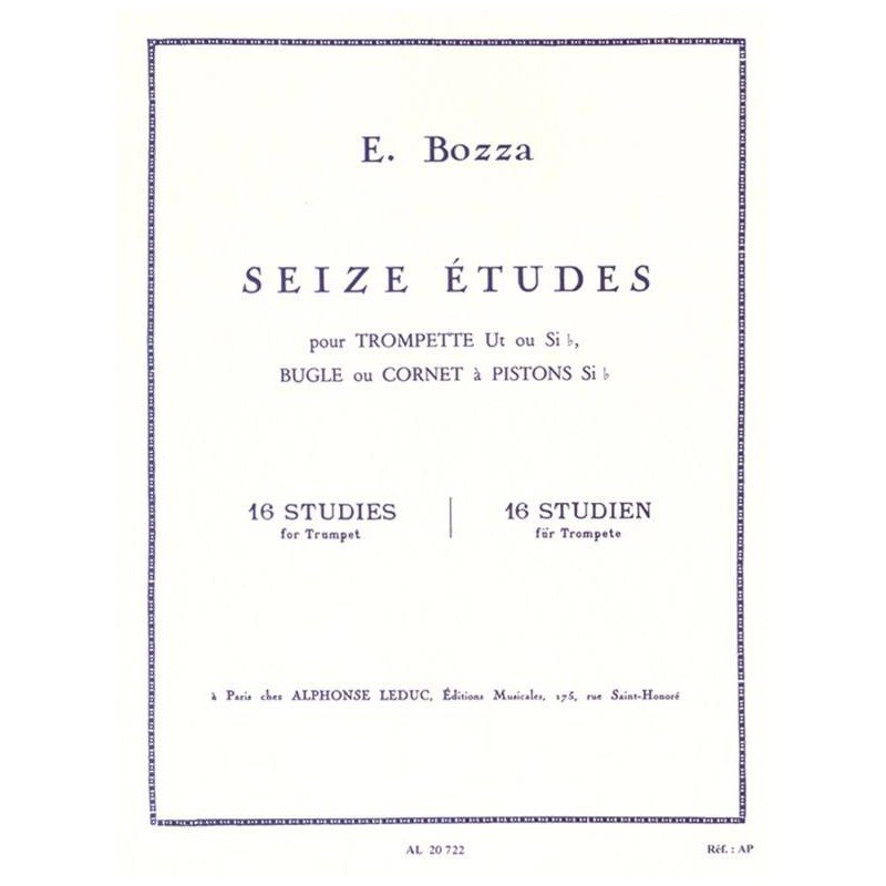 16 ETUDES POUR TROMPETTE DE BOZZA - KIOSQUE MUSIQUE AVIGNON