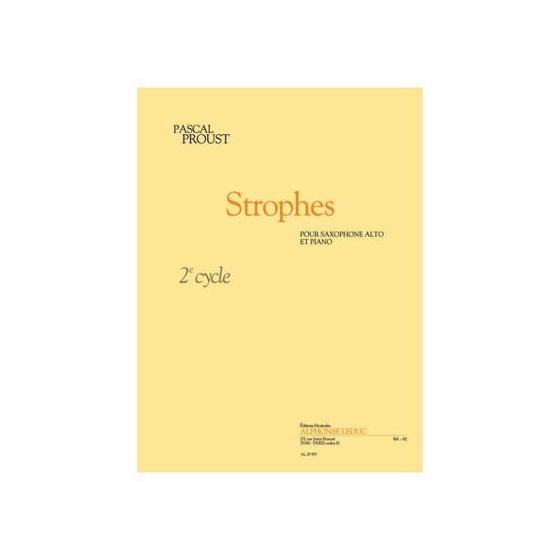 Partition STROPHES pour saxophone - Kiosque à musique Avignon