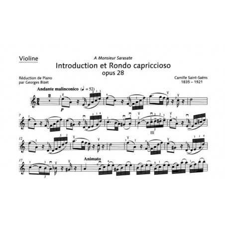 Partition violon Saint-Saëns Introduction et Rondo Capriccioso - Avignon kiosque musique