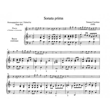 Partition flûte à bec 3 Sonates de Cecchino - Schott - Kiosque musique Avignon