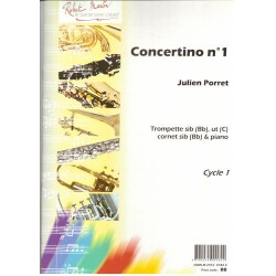 Partition trompette ou cornet - Julien Porret Concertino n°1 - Kiosque musique Avignon