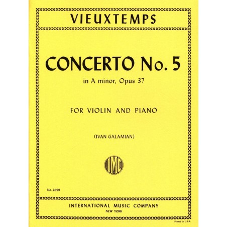 Partition violon VIEUTEMPS Concerto n°5 - Kiosque musique Avignon