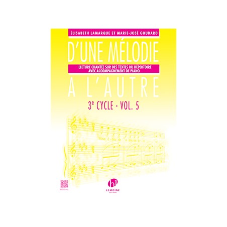 D'UNE MELODIE A L'AUTRE 3e CYCLE VOLUME 5 - Avignon