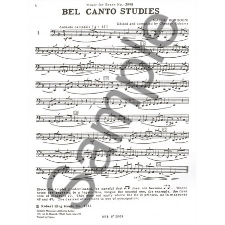 bordogni 43 bel canto studies partition tuba