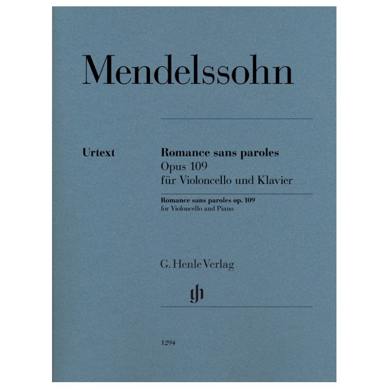 Partition Mendelssohn pour violoncelle - Romances sans paroles Partition Mendelssohn pour violoncelle - Romances sans paroles