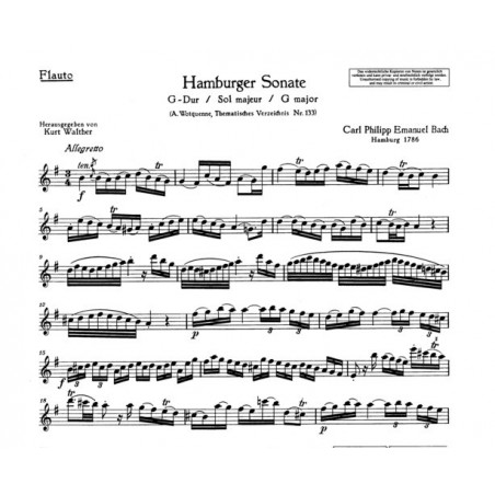 bach sonate hamburger partition flute
