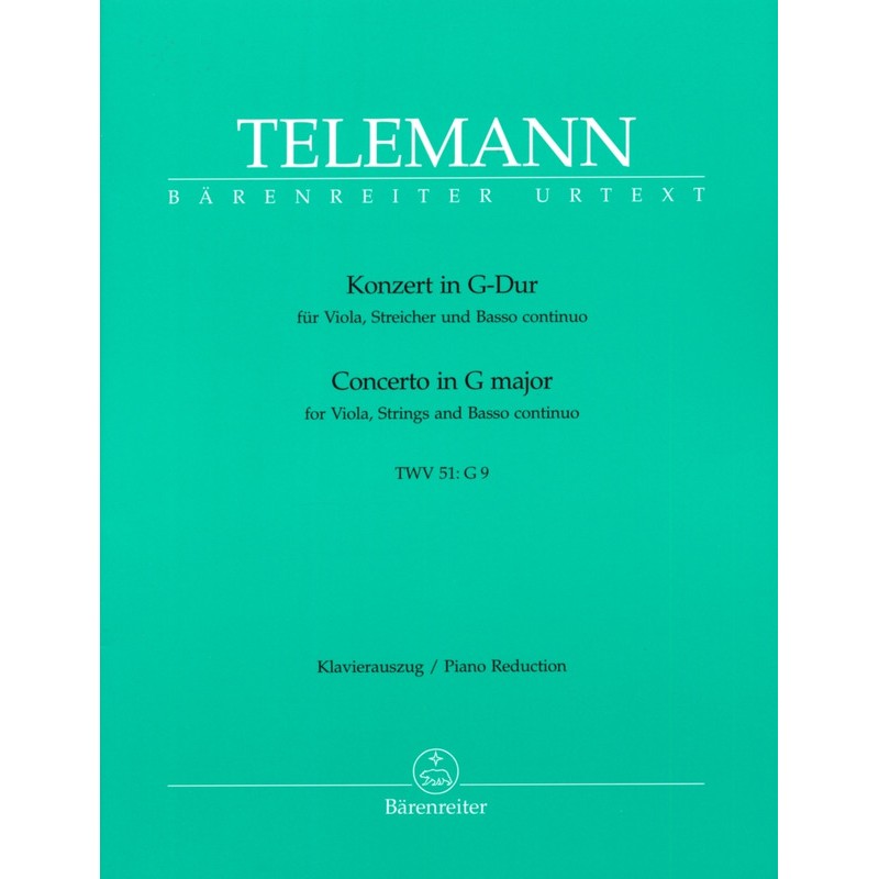 Partition Telemann Concerto pour alto en sol Majeur