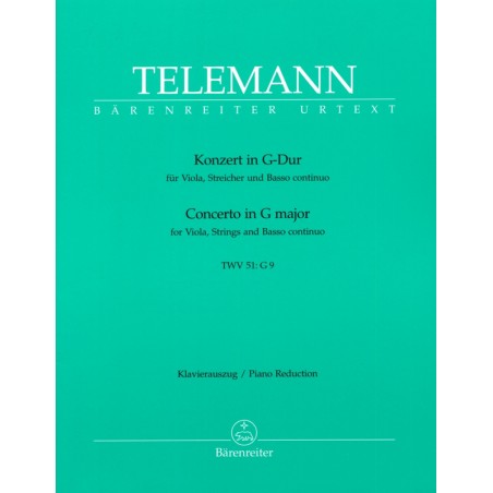 Partition Telemann Concerto pour alto en sol Majeur