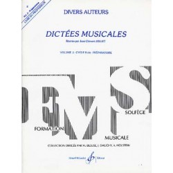 Dictées musicales volume 2 - Jollet - Billaudot - Avignon Nîmes Marseille