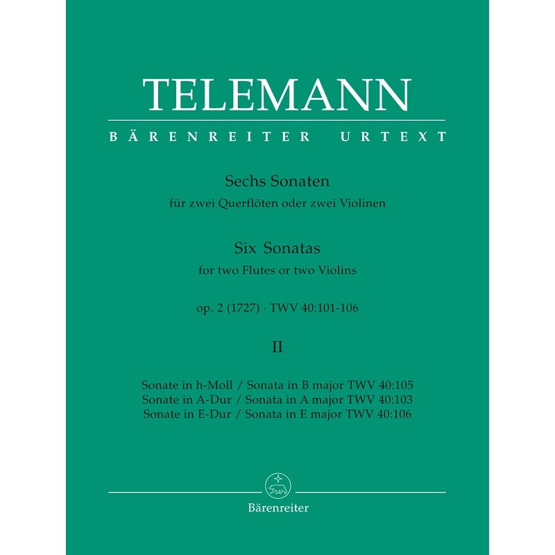 Partition Sonates pour 2 violons de Telemann