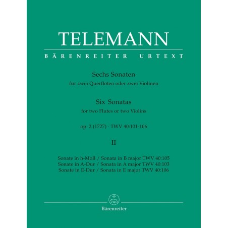 Partition Sonates pour 2 violons de Telemann