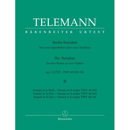Partition Sonates pour 2 violons de Telemann