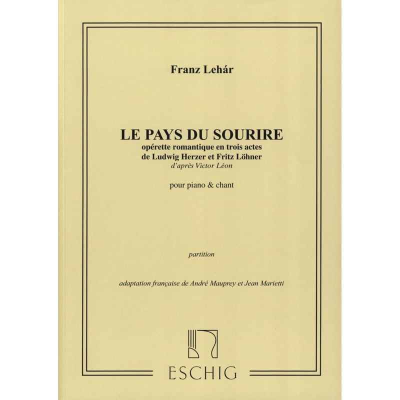 Franz Lehar le pays du sourire partition