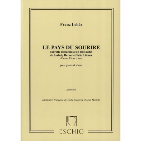 Franz Lehar le pays du sourire partition