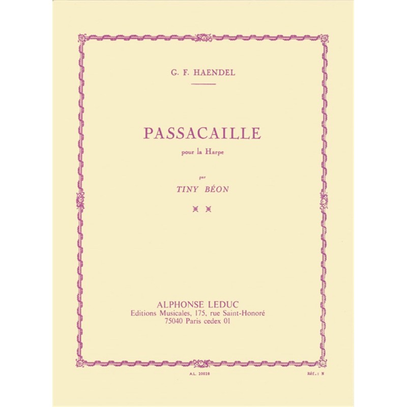 Haendel Passacaille partition harpe